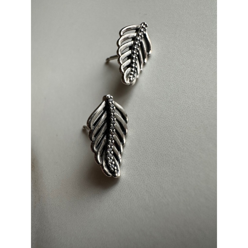Pandora Sparkling Leaves Stud Earrings Sterling Silver S925 ALE 290564CZ